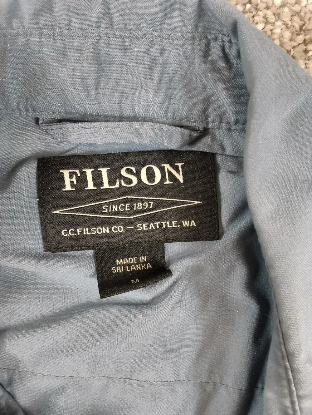 Men Filson Western Solid Short Sleeve Snap Button Shirt Blue Size Medium
